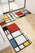 Feblilac Colorful Geometric Square Tufted Bathroom Mat Toilet U-Shaped Floor Mat