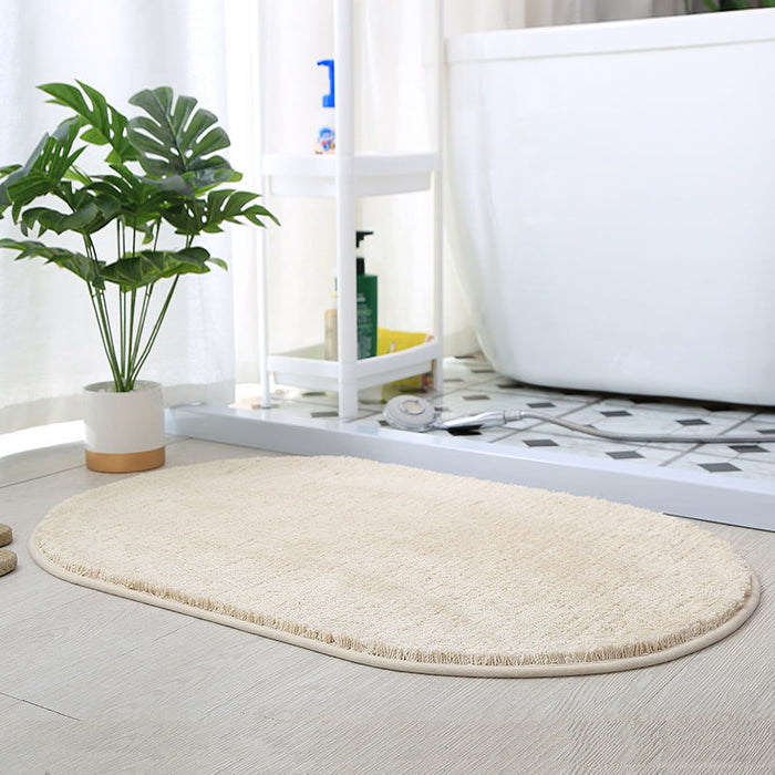 Feblilac Semicircle Solid Beige Tufted Bath Mat