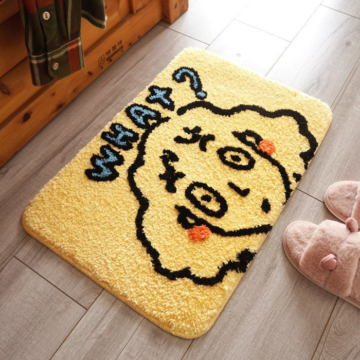 Feblilac Cute Cartoon Girl Tufted Bath Mat