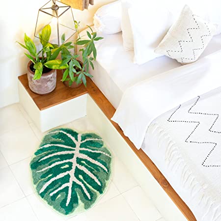 Feblilac Monstera Leaves Tufted Bath Mat