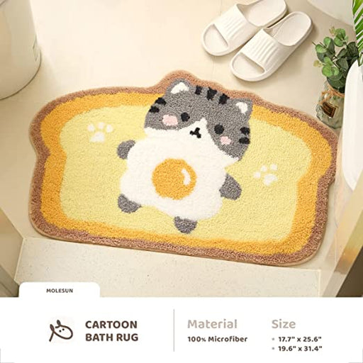 Feblilac Toast and Animals Tufted Bath Mat