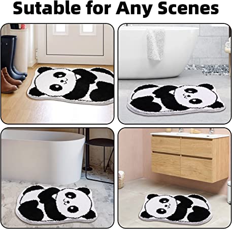 Feblilac Cute Panda Tufted Bath Mat