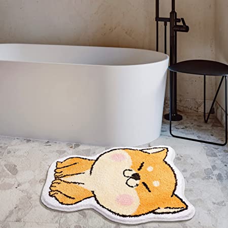 Feblilac Cute Shiba Cat Tufted Bath Mat