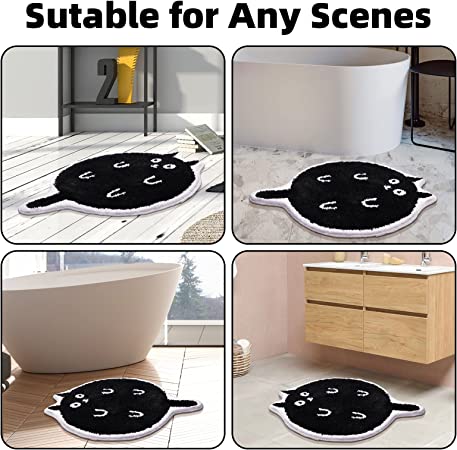 Feblilac Cute Black Cat Tufted Bath Mat