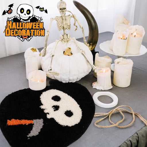 Feblilac Halloween Skull Mats Indoor Outdoormat - Halloween Door Rugs for Entryway Floor Mat for Home - Non Slip Absorbent Rug Entryway Mats for Kitchen Bedroom Door Mat Halloween Home Decoration