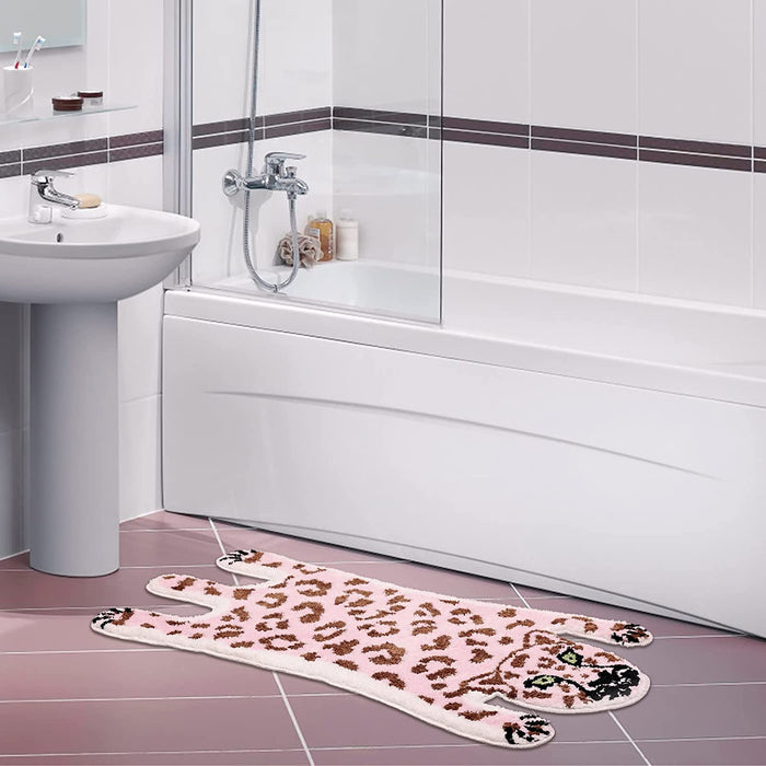 Cute Pink Leopard Mat for Bathroom