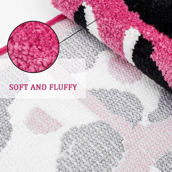 Feblilac Good Vibes Funny Cute Bath Mat Hot Pink Non-Slip Soft Cow Print Girl Preppy Bathroom Decor Rug Microfiber Water Absorbent Mat