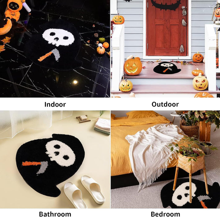 Feblilac Halloween Skull Mats Indoor Outdoormat - Halloween Door Rugs for Entryway Floor Mat for Home - Non Slip Absorbent Rug Entryway Mats for Kitchen Bedroom Door Mat Halloween Home Decoration