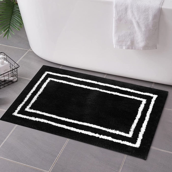 Grey Tufted Bathroom Runner Rug, Gray Non-Slip Extra Long Bath Mat