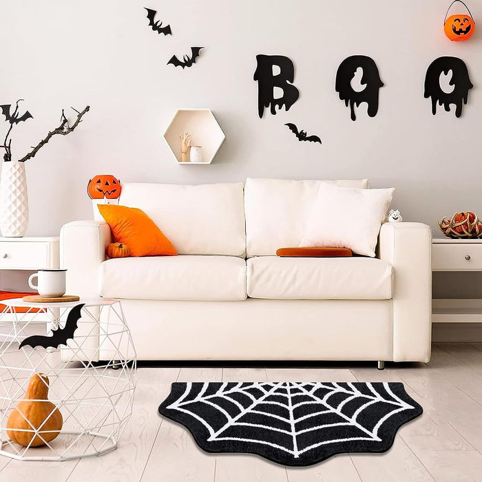 Feblilac Spider Web Rugs, Halloween Rug 20"x 32" Gothic Home Decor Small Rug, Bathroom Goth Rug, Suitable forBathroom, Bedroom, Living Room, Front Door, Holiday Door Mat