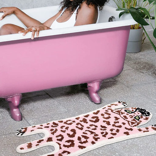 Cute Pink Leopard Mat for Bathroom