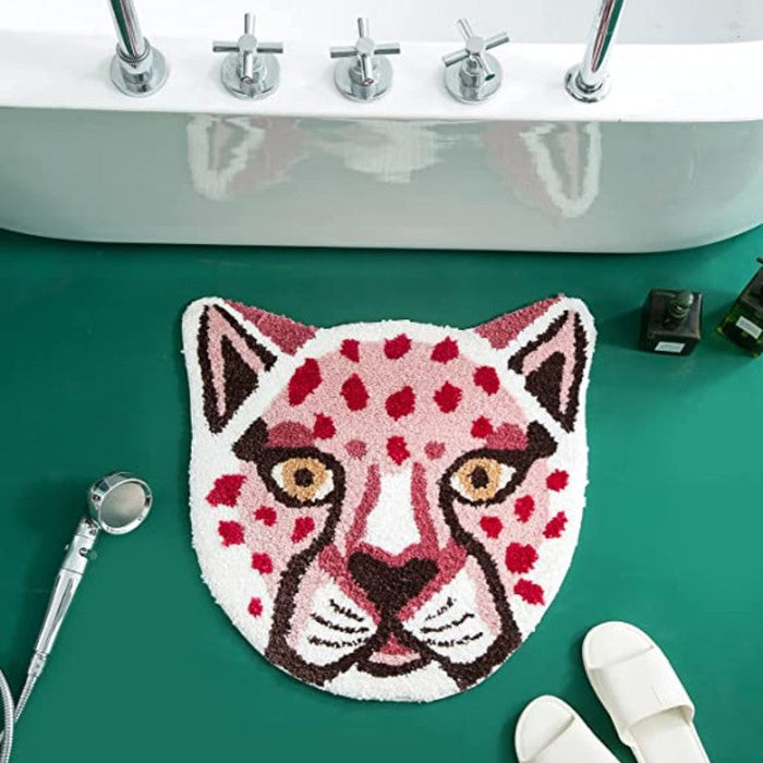 Feblilac Lion Tiger Head Animals Tufted Bath Mat