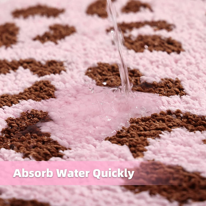 Cute Pink Leopard Mat for Bathroom