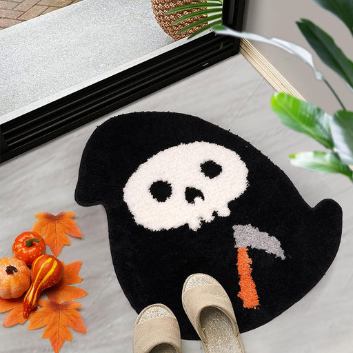 Feblilac Halloween Skull Mats Indoor Outdoormat - Halloween Door Rugs for Entryway Floor Mat for Home - Non Slip Absorbent Rug Entryway Mats for Kitchen Bedroom Door Mat Halloween Home Decoration