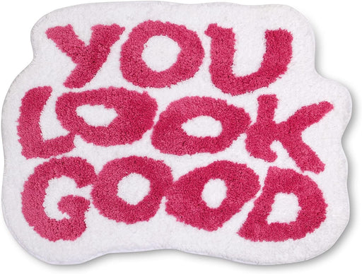 Feblilac You Look Good Bath Mat Pink Cute Bathroom Rugs for Girls Microfiber Funny Shower Preppy Bathroom Decor Non-Slip Washable Mat