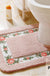 Feblilac Pink Flower Tufted Bathroom Mat Toilet U-Shaped Floor Mat
