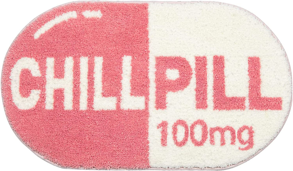 Feblilac Pink Funny CHILL PILL Mat for Bedroom Living Room