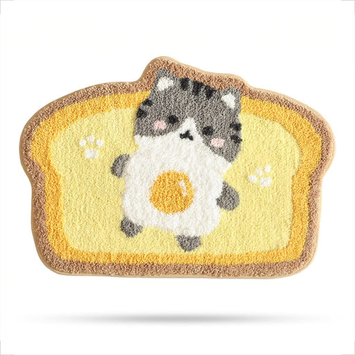 Cute Cat Toast Bathroom Rug, Non-Slip and Washable Bath Mat