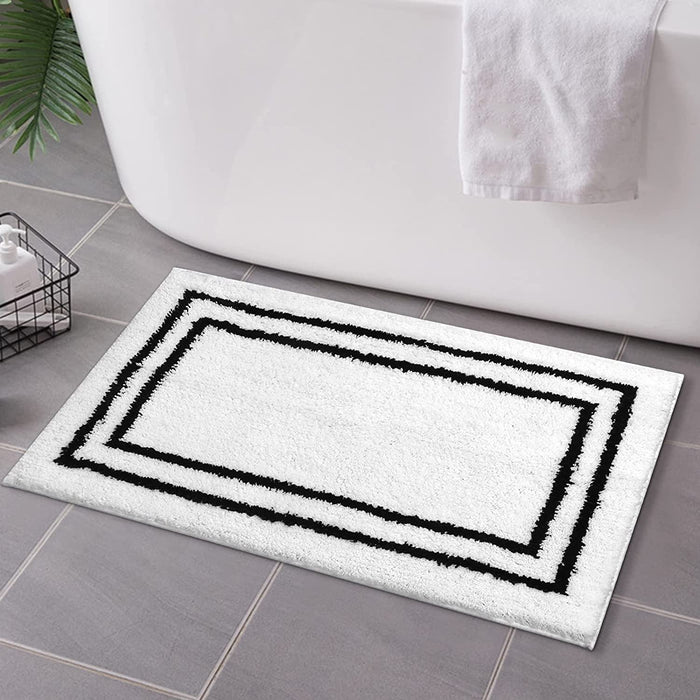 Grey Tufted Bathroom Runner Rug, Gray Non-Slip Extra Long Bath Mat