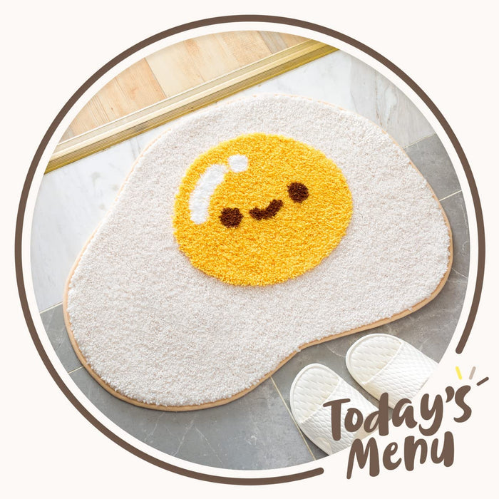 Cute Fired Egg Bath Mat, Soft Shower Rug