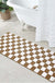 Feblilac Brown Grey Black and White Checkerboard Tufted Bath Mat