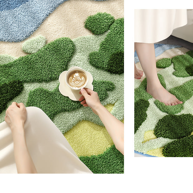 Feblilac Moss Ocean Bedroom Rug Long Runner