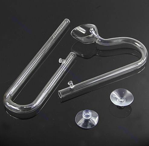 Aquarium Glass Lily Breather Pipes Inflow & Outflow 13mm for 12/13mm Tube + 2 Suction Cups