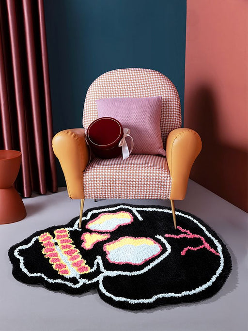 Feblilac Fashionable Black Pink Skull Mat, Anti-Slip Area Rug