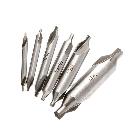 Drillpro 6pcs 1/1.5/2/2.5/3/5mm 60 Degree HSS Center Drill Bits Countersink Drill Bit