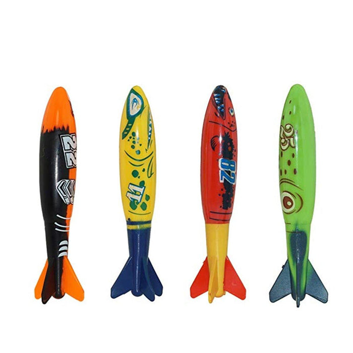 Portable Diving Toys Set Diving Torpedo Rocket Fish Sticks Shark Shape Toys Kids Water Play Toys Gift