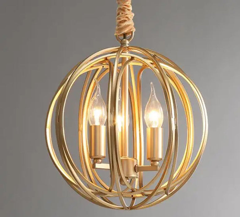 American Spherical Chandelier Restaurant Golden Chandelier Bedroom Nordic Modern Wrought Iron Porch Aisle Light Fixture