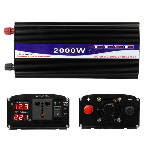 2000W Peak 12V/24V/48V to 220V Pure Sine Wave Power Inverter Digital Display Home Converter