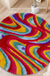 Feblilac Red Yellow Abstract Dizzy Area Rug, Wave Style Mat for Bedroom Bathroom