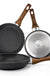 Frying Pan Set 3-Piece Nonstick Saucepan Woks Cookware Set,Heat-Resistant Ergonomic Wood Effect Bakelite Handle Design,PFOA Free