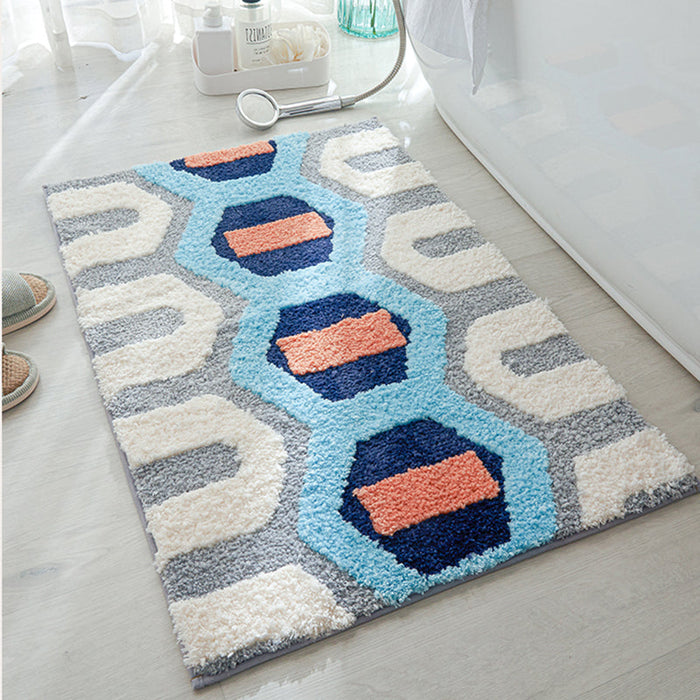 Feblilac Blue Abstract pattern Bath Mat