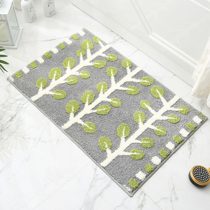 Feblilac Yellow and Green Leaves Rows of Trees Bath Mat