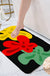 Feblilac Red Yellow and Green Three Flowers Tufted Bathmat