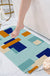 Feblilac Blue and Brown Squares Geometric Tufted Bath Mat