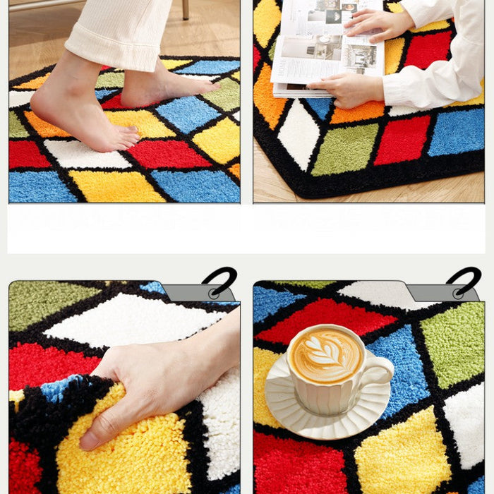 Feblilac Colored Cube Tufted Bath Mat