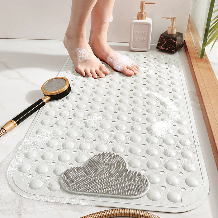 TPE Blue/Grey/Khaki/White Drain Holes and Suction Cups Tub Rug, Anti Slip Massage Bathtub Mats