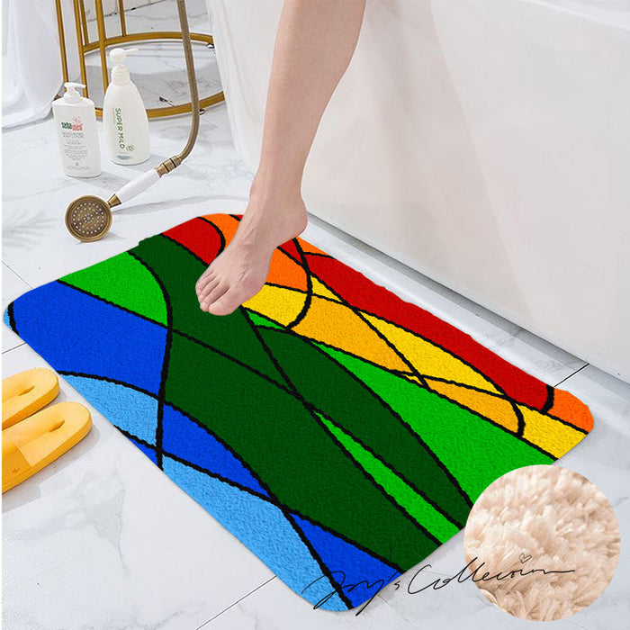 Feblilac Colorful Abstract Mountain Geometric Tufted Bath Mat