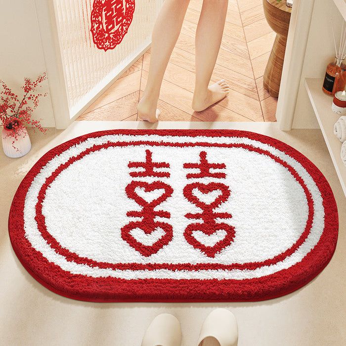 Feblilac Red Festive Love Tufted Bath Mat