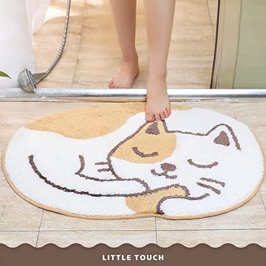 Feblilac Sleep Cat Animals Tufted Bath Mat