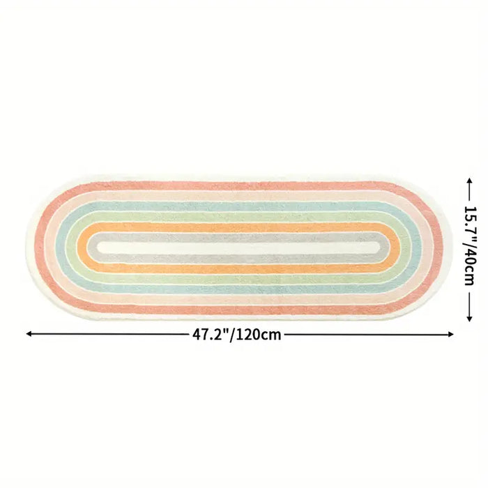 Feblilac Colorful Oval Bedroom Rug Long Runner