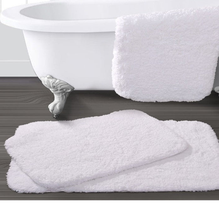 Feblilac Rectangular Solid Swan Embroidery Tufted Bath Mat