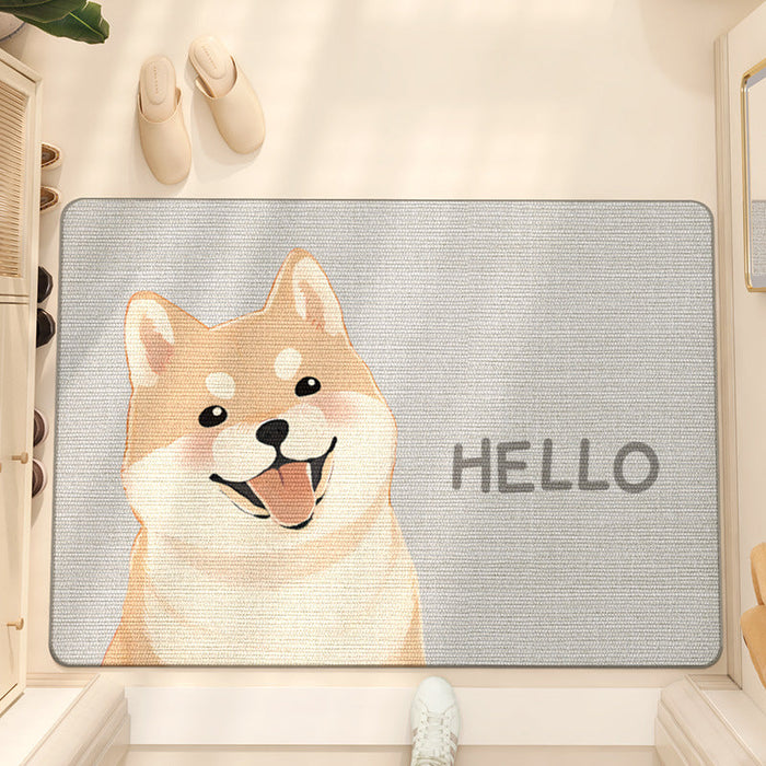 Feblilac Cute Tongue Out Shiba Inu PVC Coil Door Mat