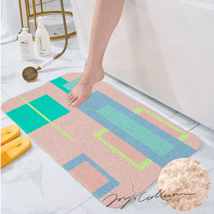 Feblilac Geometric Big Squares Geometric Tufted Bath Mat