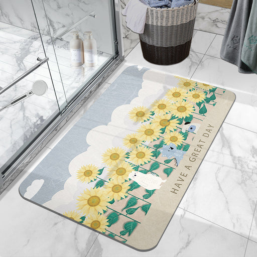 Feblilac Sunflower Super Absorbent Suede Bathroom Mat