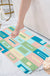 Feblilac Pink and Blue Square Geometric Tufted Bath Mat