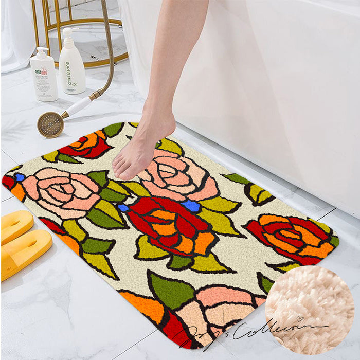 Feblilac Beautiful Rose Garden Tufted Bath Mat